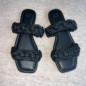 a new day Black Braided Slide Sandals